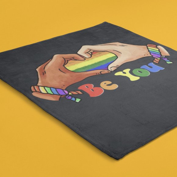 Gay Pride Blanket: LGBT Rainbow Flag Heart Unity | Cozy and Stylish 50" x 60" - Picture 1 of 5